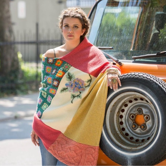 Honeybea Jackets & Blazers - Honeybea Knit Patchwork Wool Poncho Cape ***Neutral Colorway*** Cabincore